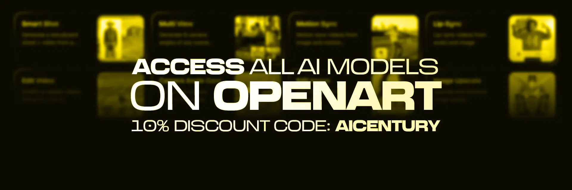 AIcentury banner promoting OpenArt access with 10 percent discount code